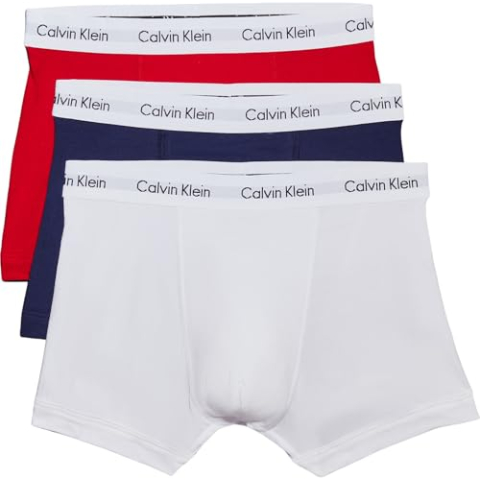 Calvin Klein 3P Trunk heren Onderbroek,meerkleurig (wit/rood/pyro blue),L