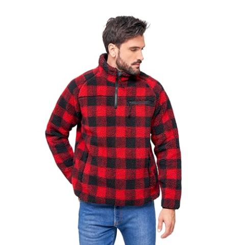 Brandit Teddy Fleece Troyer Sweatshirts rood-zwart S 100% polyester Basics