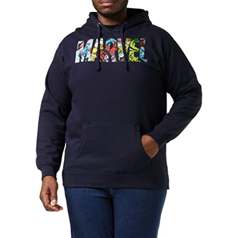Marvel Heren Logo Characters Hoodie, Blauw (marine marine), M