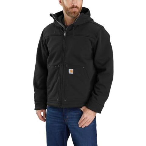 Carhartt Super Dux Relaxed Fit Sherpa-Lined Active Jac Bonded Chore Coat voor heren, zwart, M