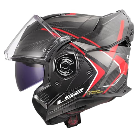 LS2, Modulaire motorhelm ADVANT X CARBON FUTURE II Gloss Red, XL