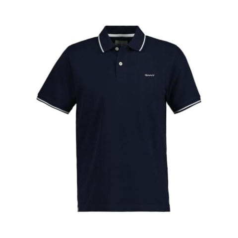 GANT Tipping SS Pique Rugger voor heren, evening blue, M