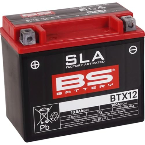 BS Battery 300680 BTX12 AGM SLA motoraccu, zwart