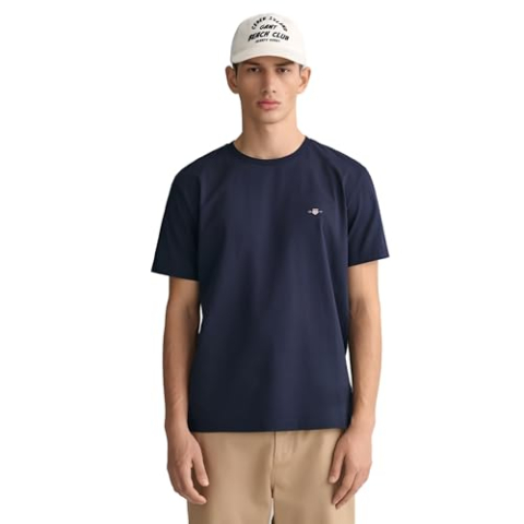 GANT Heren Normaal Schild T-Shirt, Evening Blue, S