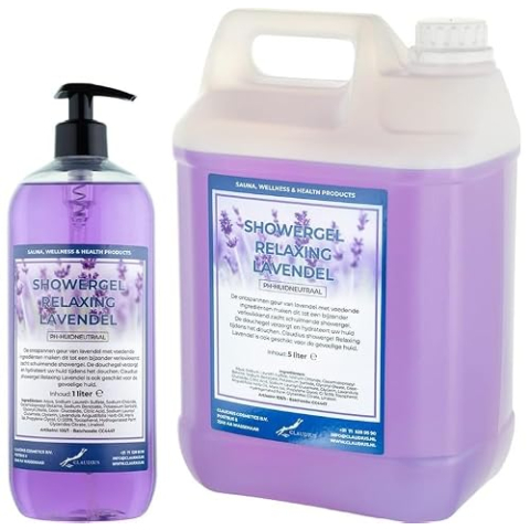 Claudius Showergel Relaxing Lavendel 5 liter + 1 liter met pomp (transparant)