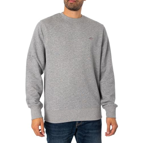 GANT Reg Shield C-Neck Sweat Logo trui met ronde hals, gemengd grijs, S