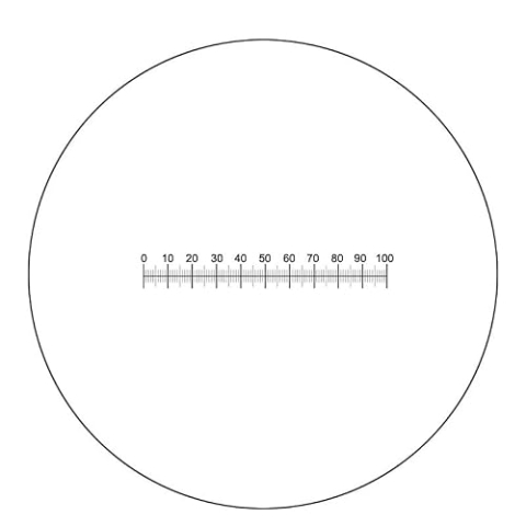 Accessoires for laboratoriummicroscopen Microscoop oculairmicrometer Schaal X=10 Oculairmicrometer DIV 0,1 mm horizontale meting Schaal 100 kalibratie visuele micrometer (Size : Diameter 20 mm)