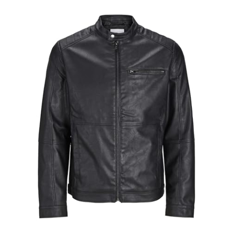 JACK & JONES Jjedylan Pu Biker Jacket Noos Bikerjack voor heren, zwart, M