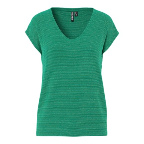 PIECES Pcbillo Tee Lurex Stripes Noos T-shirt voor dames, Pepper Green, XS