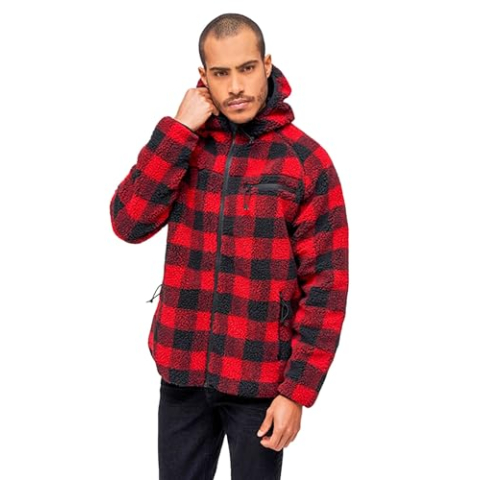 Brandit Teddy Fleece Jacke Tussenseizoensjas rood-zwart XL 100% polyester Basics