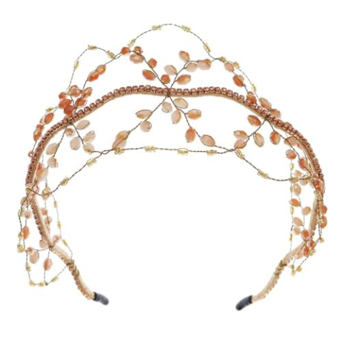 Handgemaakte bruidskroon met kristallen kralen for bruiloften, haaraccessoires for bruiloften(Champagne)