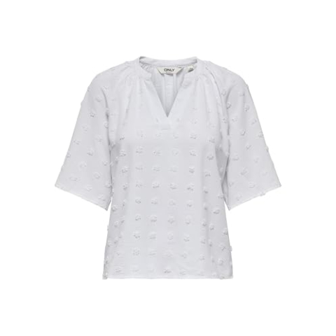 Onlivana Life 34 Dobby V-hals Top WVN Cs, wit (bright white), S