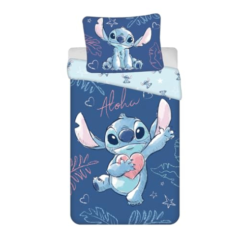 Stitch Aloha 1-Persoons Dekbedovertrek 140x200 + Kussensloop Katoen Blauw