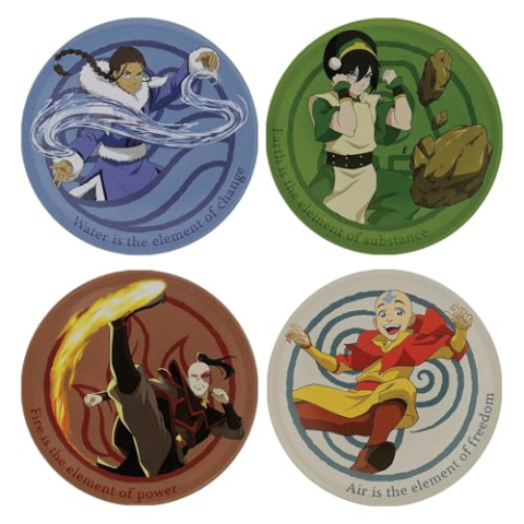 Avatar the Last Airbender Set van 4 metalen onderzetters in reliëf