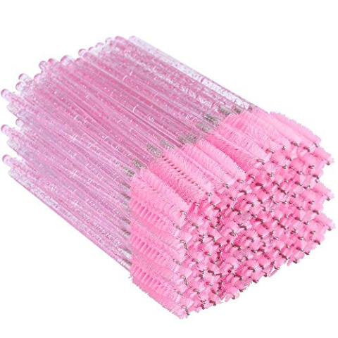 300 STKS Wimper-Roze Wimper & Kristal Mascara Wands-Extension Borstel Applicator