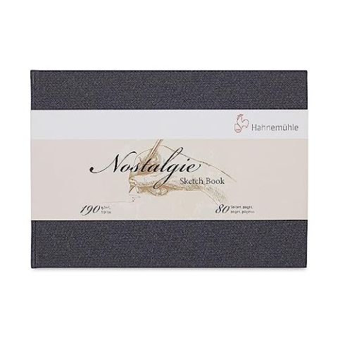 Hahnemühle Nostalgie schetsboek, premium tekenboek, 190 g/m², natuurlijk wit, 80 pagina's, DIN A4 - landschapsformaat