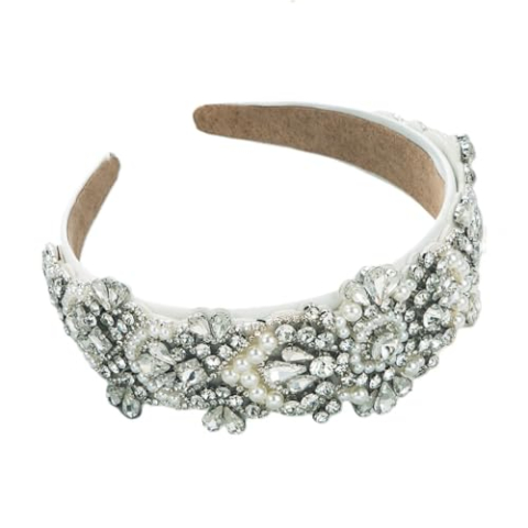 Kristallen barokke parel hoofdband, vrouwelijk temperament, breedgerande haargat haaraccessoire, wit
