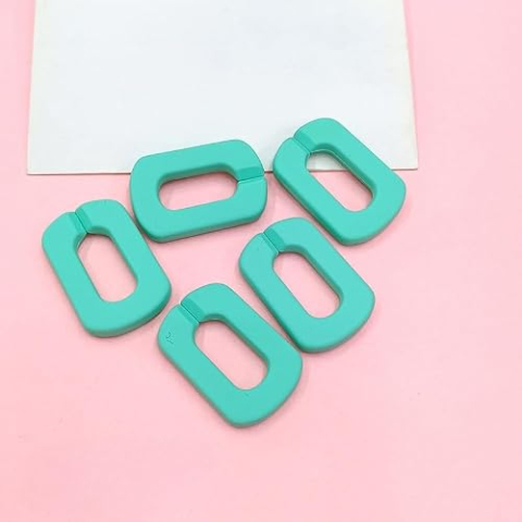 20x30mm Oval Acrylic Chain Links Rings Multicolor 100pcs(Lake blue)