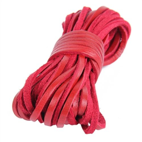 Plat leren koord, Plat Leren Snoerkoord 5 meter Veelkleurig(Red)