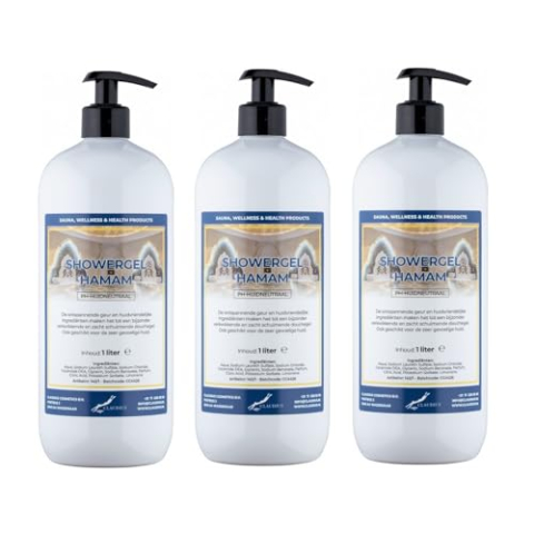 Claudius Showergel Hamam 3 x 1 liter met 3 pompen (wit)