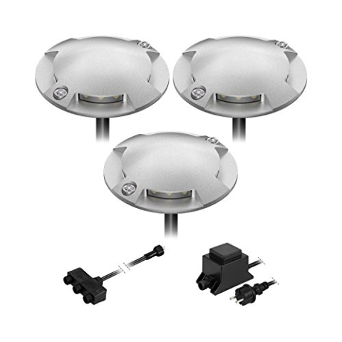 ledscom.de LED opbouw vloerlamp Bunda, 4-vlam, voor buiten, berijdbaar, koel wit, set van 3