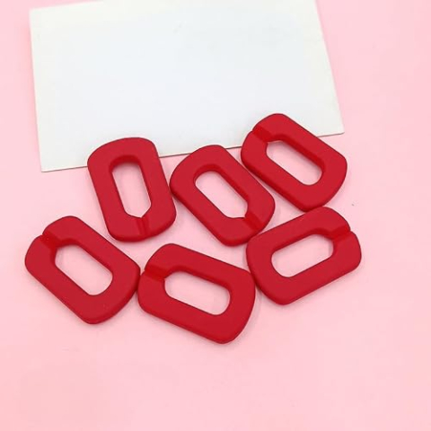 20x30mm Oval Acrylic Chain Links Rings Multicolor 100pcs(Red)