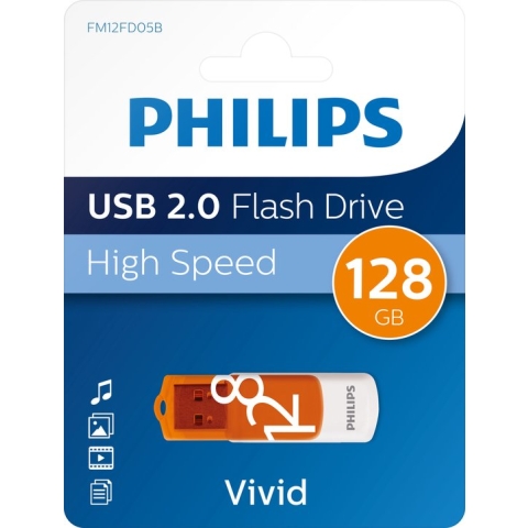 Philips USB stick 2.0 128GB - Vivid - Oranje - FM12FD05B