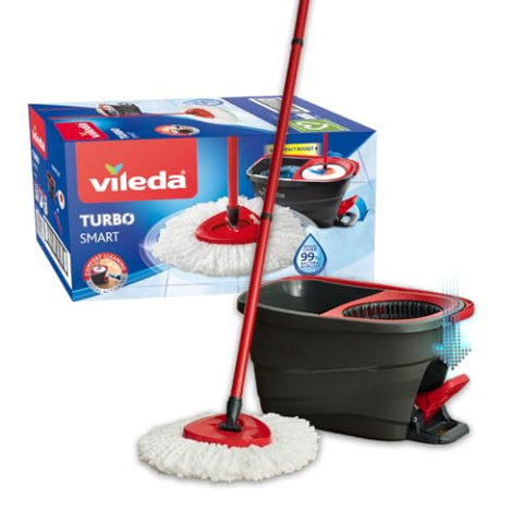 Vileda Turbo Smart vloerwisser, microvezel van polyester met pedaalsysteem, standaard