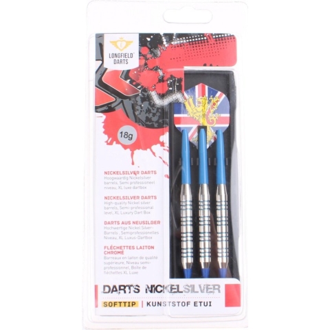 LONGFIELD NICKELSILVER SET SOFTIP DARTS 18 GR.