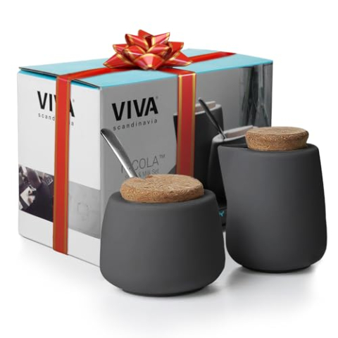 Viva Melk En Suikerreeks, Keramiek, Grijs, 75ml X 5 mm X 7 mm