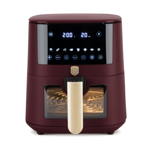 Berlinger Haus Leonardo Collection Airfryer, digitale heteluchtfriteuse, 5 liter, met 8 automatische kookfunctie, touch-display, 8 programma's, 1400 W, gezond koken zonder olie en vet