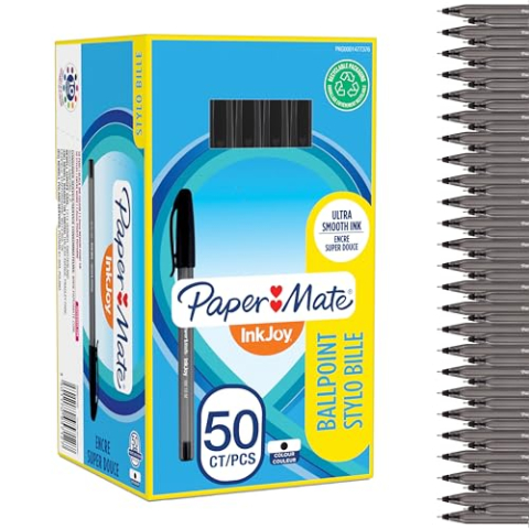 PAPER MATE InkJoy 100ST balpen | medium punt (1,0 mm) | zwart | 50 stuks