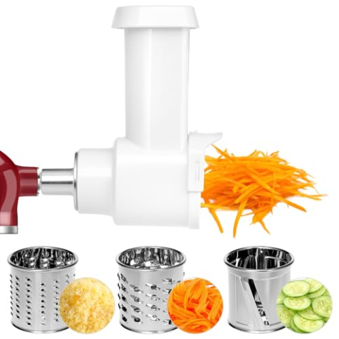 QWORK® Groentesnijder Set, Roestvrij Staal Juliennesnijder, Compatibel met KitchenAid