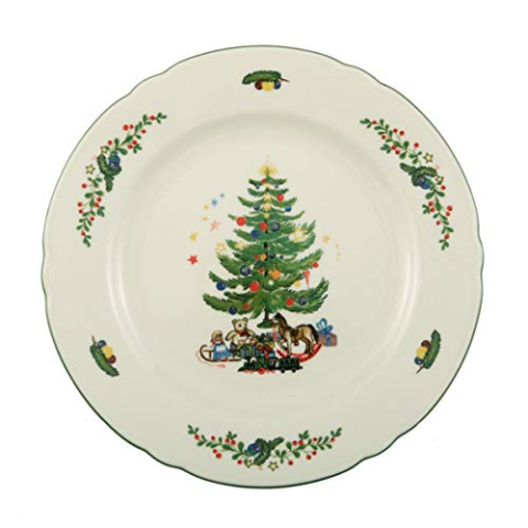 Seltmann Weiden Marieluise ontbijtbord voor Kerstmis, rond, groen/bont