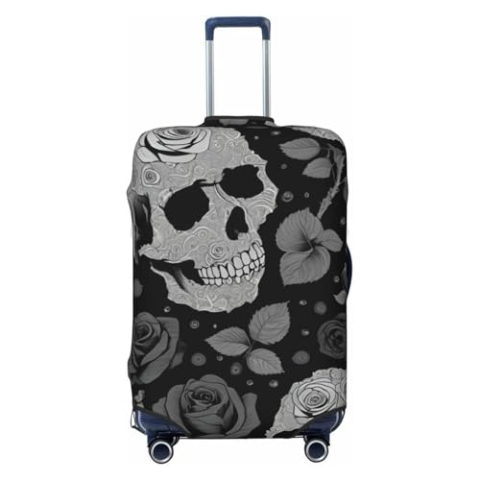 Tamiger Skull Print Stretch Universele Koffer Cover Bagage Protector Elastische Reizen Accessoire Opslag, Zwart, S, Handbagage