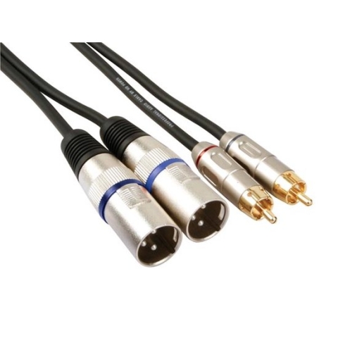HQ-Power XLR-RCA kabel, 2 x XLR 3-polig, 2 x RCA mannelijk, 1 m, perfect voor geluidsoverdracht