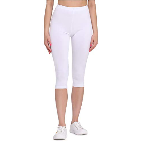 Bellivalini Dames 3/4 Legging van Viscose BLV50-148 (Weiß, S)