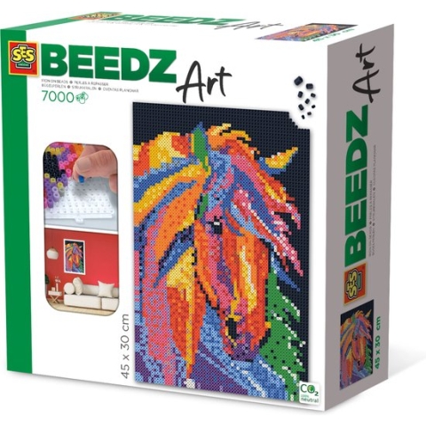 SES Beedz Art - Paard fantasie - 7000 strijkkralen - kunstwerk van strijkkralen - complete set inclusief grondplaten en strijkvel
