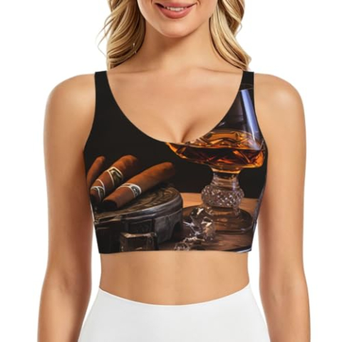 SHEnshg Circulaire Illusie Art Print Sport BH, Cigarwhiskeyelegance, M