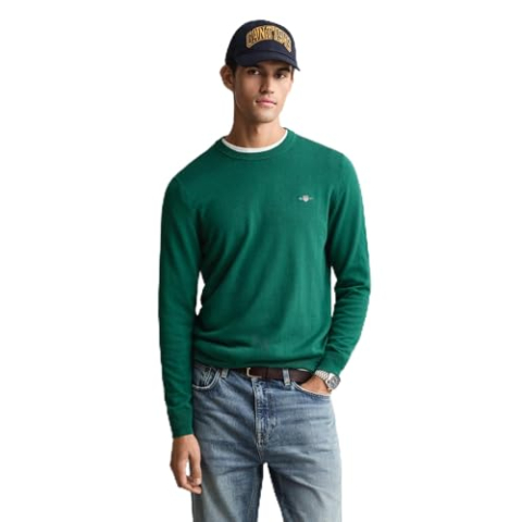 GANT Klassieke katoenen C-hals, Deep Forest Green, XXL