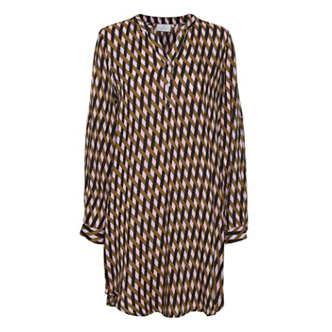 KAFFE Dames tuniek met Roll Up Sleeves oversized lange blouse casual jurk, Candy Pink/Thrush Braid Print, 36