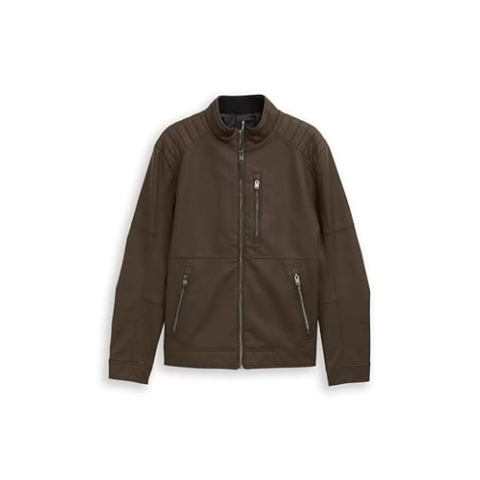 TOM TAILOR Kunstlederen jas voor heren, 39333 - Faux Velour Leather Dark Brown, M