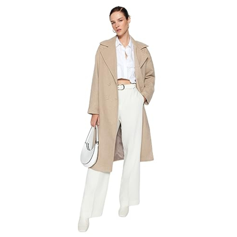 TRENDYOL Coat - Gray - Maxi, Greige, 42