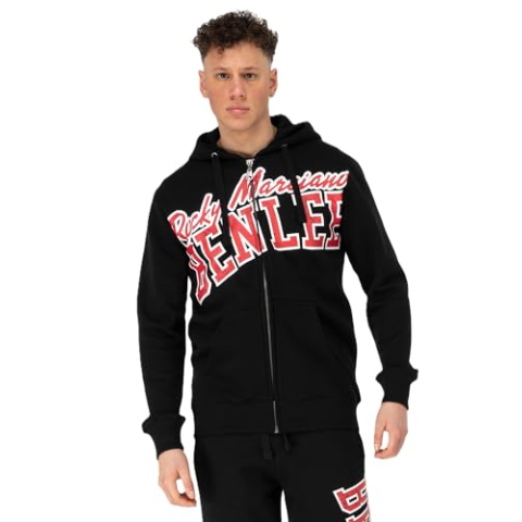 BENLEE Mills Sweatshirt met capuchon voor heren, met ritssluiting, normale pasvorm, zwart/rood/wit, S