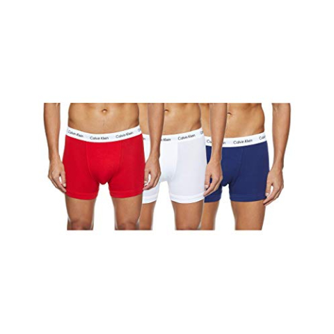 Calvin Klein 3P Trunk heren Onderbroek,meerkleurig (wit/rood/pyro blue),S