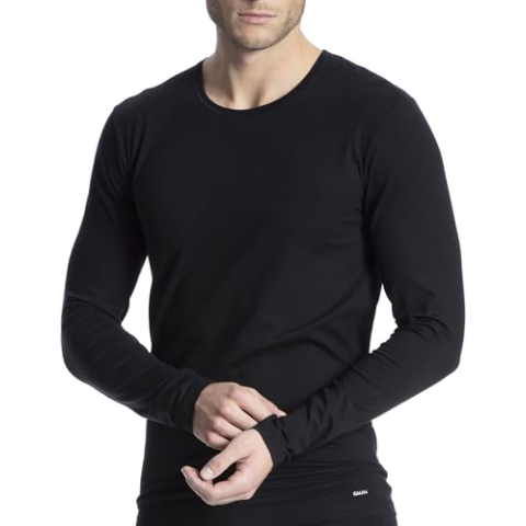 CALIDA Heren Cotton Code T-shirt met lange mouwen, zwart, 58/60 NL