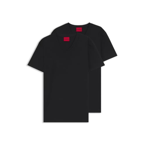 HUGO Heren T-Shirt Hugo-V 2-Pack, zwart (black 001), S