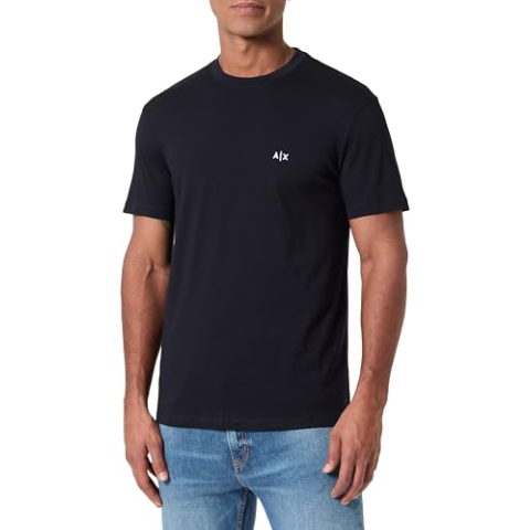 Armani Exchange Heren Essential, Short Sleeve Side Monogram Logo T-Shirt, Blauw, XL, deep navy, XL