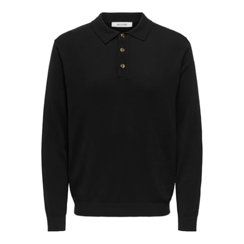 ONLY & SONS Onsloui Reg 12 Ls Mel Polo Knit, zwart, M