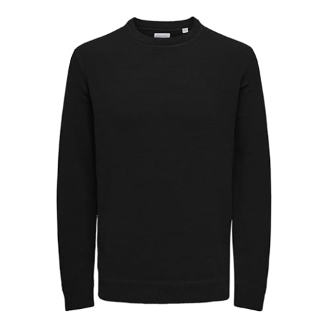 ONLY & SONS ONSETHAN Life REG 7 Crew Knit T Herentrui - Regular Fit, zwart-2, M